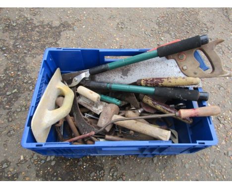 Crate of tools to include lump hammer and loppers etc&nbsp;