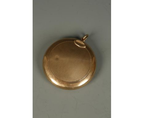 A GOLD ASPREY COMPACT, circular with engine turned decoration, the cover with a mirror on the underside, 9ct, Chester, 1916, 