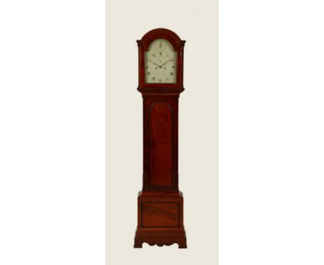 A GEORGE III MAHOGANY LONGCASE CLOCK, the white painted dial signed "Rivers & Son, Cornhill, London" with subsidiary strike/s