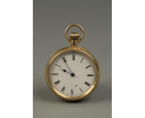 A GENTLEMAN'S 18CT YELLOW GOLD FOB WATCH, the white enamel dial with Roman numerals, in a fitted presentation case