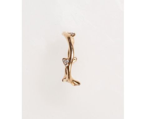 CHRISTIAN DIOR: AN 18CT GOLD 'BOIS DE ROSE' RING, inset with diamonds to each branch tip, hallmarked, 'Dior' stamp, and numbe