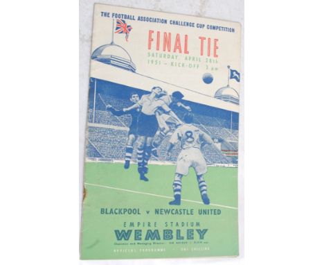 FOOTBALL; Blackpool Vs Newcastle United at Wembley Stadium April 28th 1951, Final tie. Vintage programme