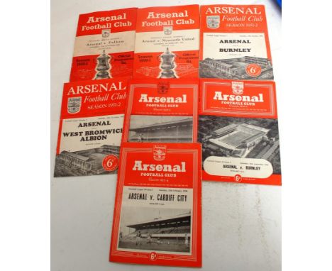 FOOTBALL; Arsenal - 7x vintage 1950's programmes. Assorted.