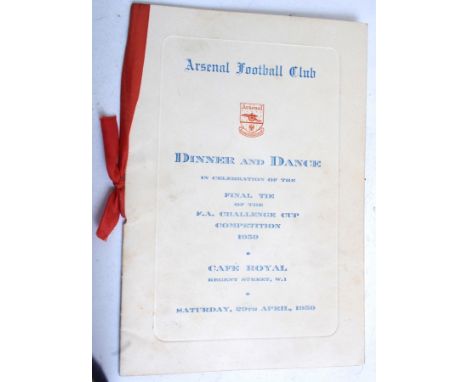 FOOTBALL; A rare and vintage Arsenal Football Club Dinner & Dance 1950 signed menu. Autographed by attendees including Arthur