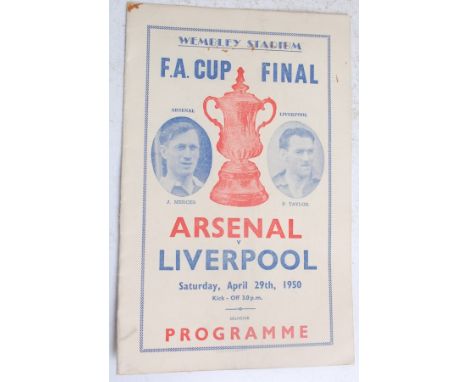 FOOTBALL; Arsenal Vs Liverpool FA Cup Final 29th April 1950. Football programme.