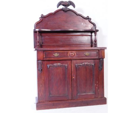 A 19th century Victorian mahogany chiffonier sideboard. The cabinet having a raised single tier chiffonier gallery back, with