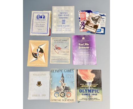 An interesting collection of ephemera to include Chilean football penant, postcards, Wills's cigarette card album, Silver Jub