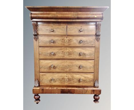 A Victorian mahogany six drawer Scotch chest, width 138cm