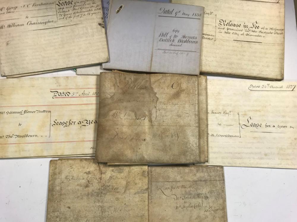 A collection of 27 parchment and vellum deeds and documents, mostly