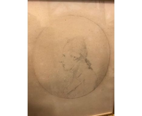 George Dance RA (1741-1825) Side portrait of Charles Burney (1726-1814), pencil, bust length, signed and dated 1785, in a fei
