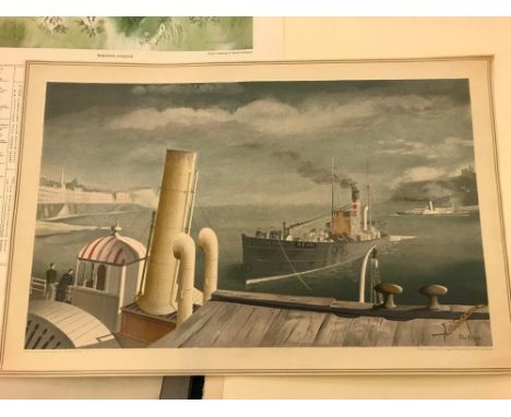 A folder of prints. Robert W. Macbeth, The Cast Shoe, 1891, on Japanese vellum signed in pencil, 45 x 64cm; The fish stall, 1