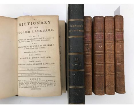 JOHNSON (Samuel) A Dictionary of the English Language, 6th edition, London 1778, 2 vols, 8vo, vol. I title torn at head with 