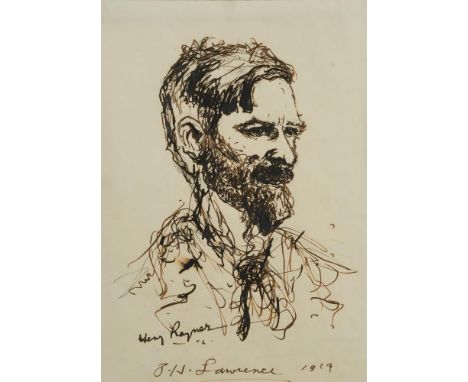 § Hewitt Henry Rayner (Australian/British, 1902–1957) Portrait of the writer, D H Lawrence (1885-1930) signed lower left "Hen