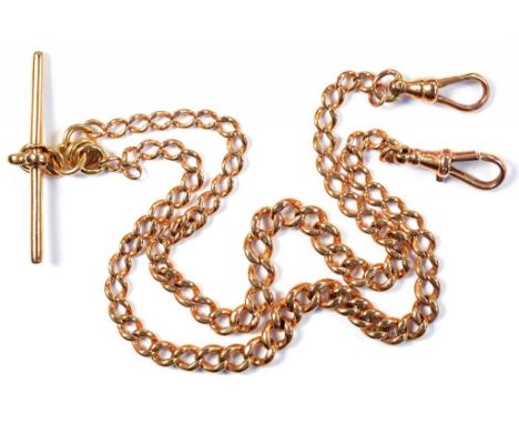 A 9CT GOLD ALBERT, 46CM L OVERALL, EARLY 20TH CENTURY, 24.7G