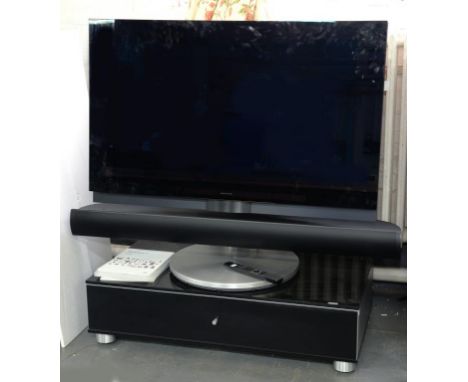 A BANG & OLUFSEN BEOVISION 7 40" TELEVISION WITH SOUNDBAR, STAND, REMOTE CONTROL AND MANUAL 