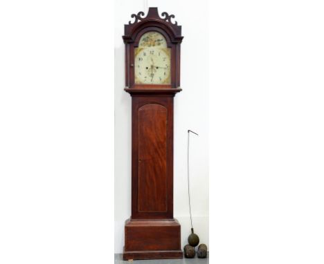 A VICTORIAN MAHOGANY AND INLAID EIGHT DAY LONGCASE CLOCK, THE PAINTED DIAL INSCRIBED MALL.W.CURSON WELLS, 204CM H