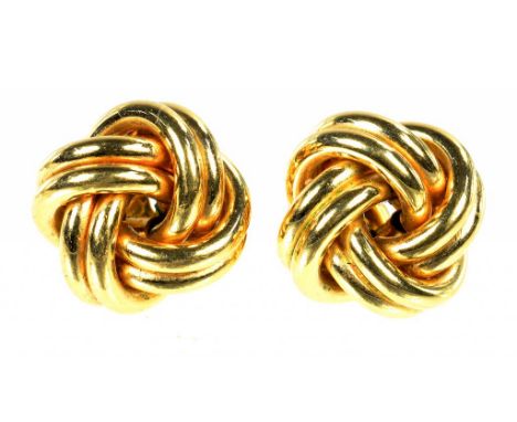 A PAIR OF GOLD KNOT EARRINGS, MARKED 750, 4.8G