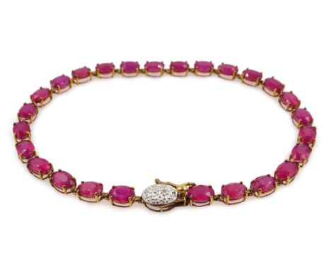 9ct gold ruby link bracelet hallmarked Condition Report Click here for further images, condition, auction times & delivery co