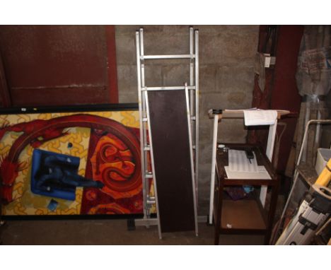 A Five Way multi purpose scaffold platform and ladder 
