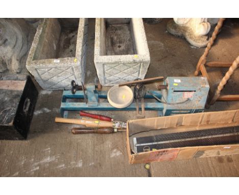 A Clarke lathe with turning tools 
