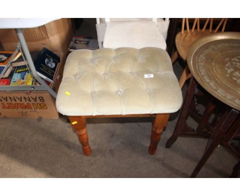 A button down upholstered pine dressing table stool