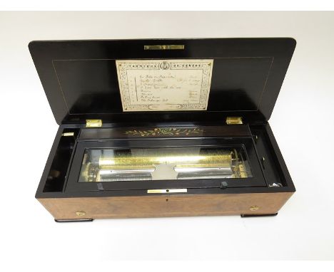 A B.A. Bremond of Geneva cylinder music box circa 1885 playing 8 Airs as listed on the original tune sheet, serial no. 23453,