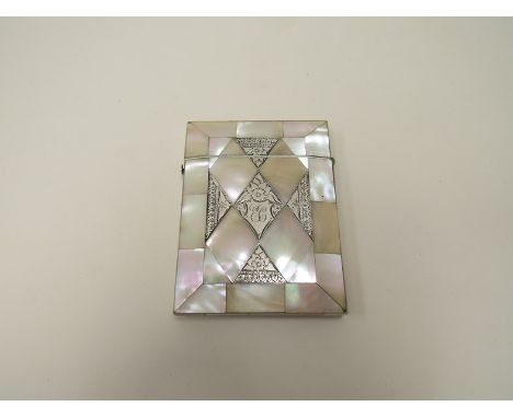 An early 20th Century mother of pearl and engraved panel card case 