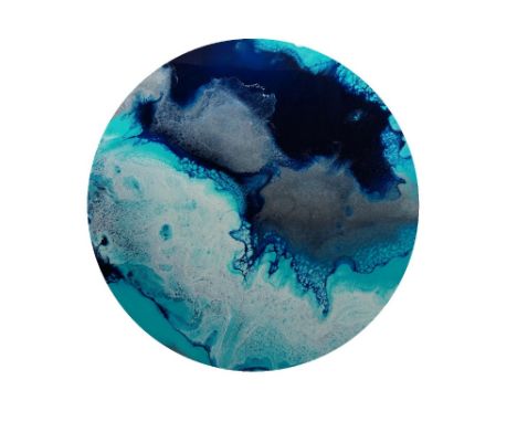 Natalie Muir, British, late 20th/early 21st century- Blue Triptych I-III; resin, acrylic inks and metallic pigment on alumini