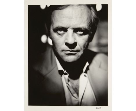 John Stoddart, British b. 1957- Sir Antony Hopkins; silver gelatin print on gloss paper, signed in pen in the lower margin, 5