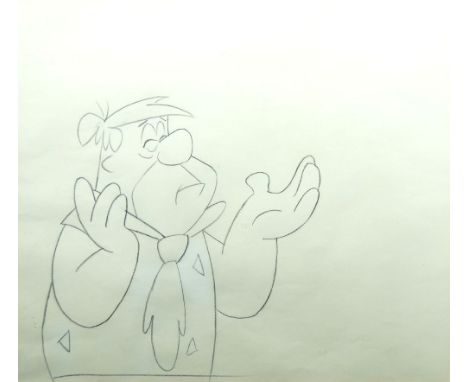 American School, late 20th century- Fred Flintstone; pencil on paper, 21 x 24 cm. Framed, mounted, and glazed. Unexamined out