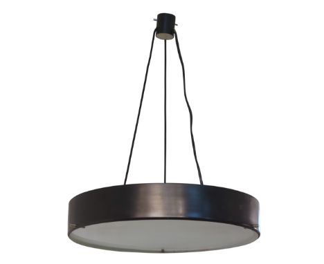 Bruno Gatta (1904-1976) for Stilnovo, Model '288' Pendant light, circa 1954, Enamelled aluminium, glass, electrical fittings,