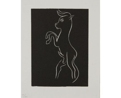 Henri Matisse, French 1869-1954- Un meuglement different des autres, no.4, from Pasiphaé,1981; linocut in black and white on 