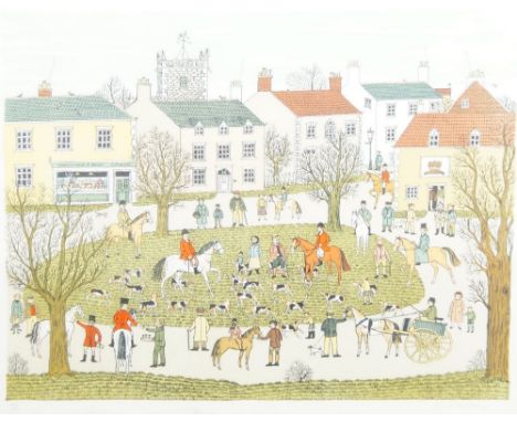 Vincant Haddeley, British 1934-2010- Untitled, Village square; offset lithograph on wove, signed and numbered 139/175 in penc