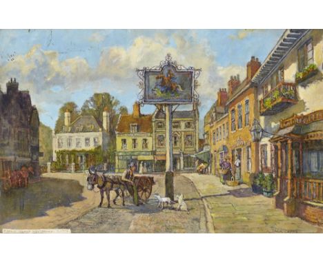Jack Cross, British, 20th century- Market Square, Westerham; oil on board, signed and titled along the lower edge 'Jack Cross