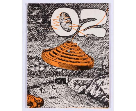 Oz Magazine No. 9 (Feb 1968) Flying Saucers issue with cover by Oz founding artist Martin Sharp. Bob Dylan lyrics for The Mil