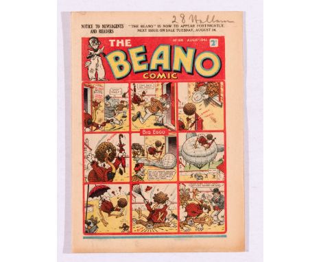 Beano 160 (1941). Propaganda war issue. Wild Boy of the Woods destroys Secret Nazi munitions factory. First fortnightly Beano