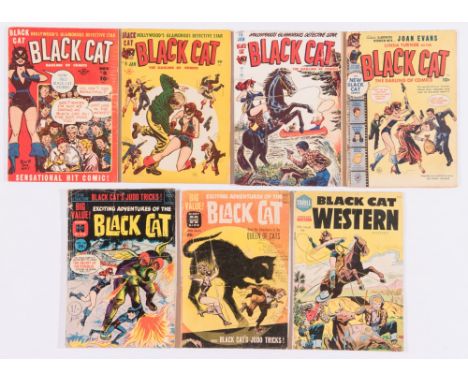 Black Cat (1947-1963) 8, 9, 15, 22, 63, 65 [gd-] and Black Cat Western 54. No 8, 15 have light rippling to cover RH edge [vg-