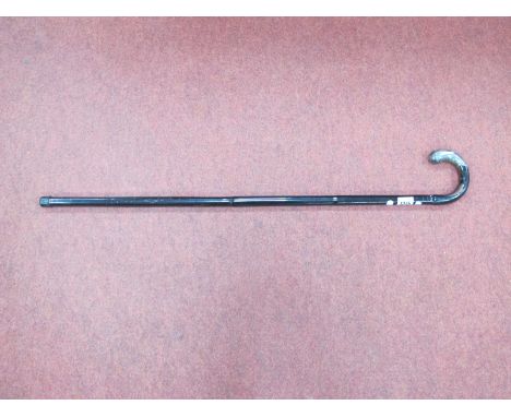 A Silver Handled Walking Stick/Cane, with drinks compartment, Birmingham 1897.