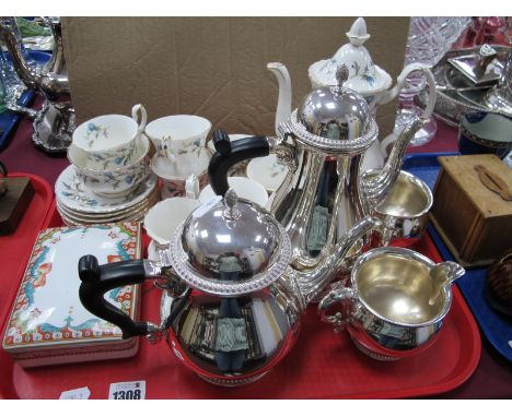 Royal Albert China Part Tea Service 'Brigadoon'atterm of fourteen pieces, plated tea coffee service:- One Tray.