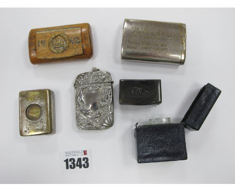  De La Rue Patent Travelling Ink Case, circa 1900, another in Morocco case. WWII Egypt snuff box. Jimmy Wilde complimentary v