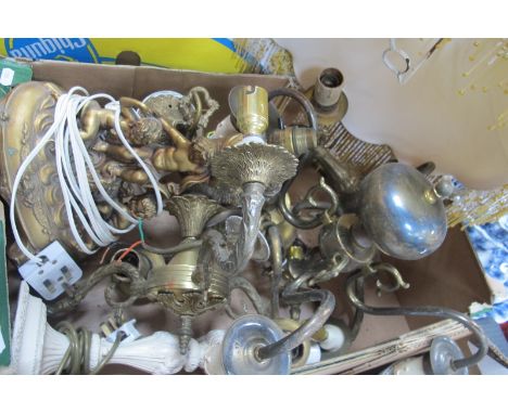 Four Branch Chandelier, other light fittings:- One Box