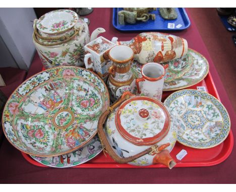 Oriental - Cantonese teapot 15.5cm high, Famille Rose, and Satsuma, etc:- One Tray.