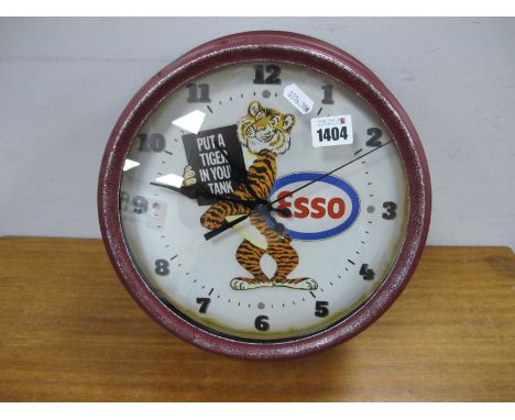 Advertising -  Esso 'Put a Tiger In Your Tank' Wall Clock, 30.5cm diameter.
