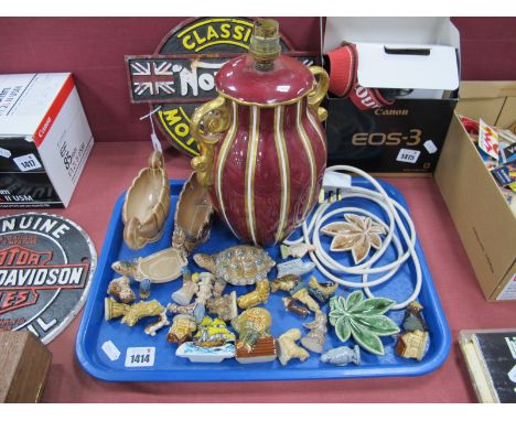 Wade - 'Empress' Lamp, Mayflower Snippet No 1, long boat, Whimsies, etc:- One Tray.