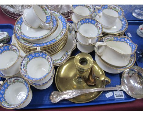 Paragon China Tea Ware, of thirty seven pieces (some damages), plated ladle, brass chamberstick.