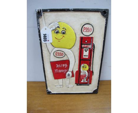A Cast Iron Advertisement Sign for "Esso -Happy Motoring".