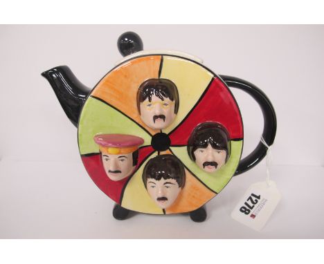 Lorna Bailey Beatles Four Face Teapot, 15.5cm high.