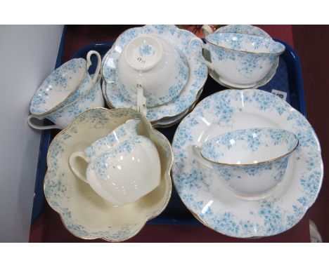 A Foley China Part Tea Service, with scalloped rims and blue floral pattern No 5660.