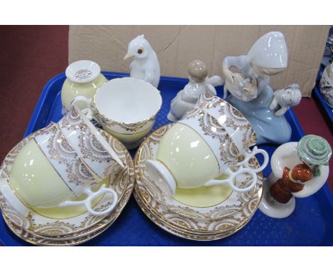 Doulton Thank You Snowman DS4, Nao and Osborne figurines, damaged Lladro figurine, Springfield teaware:- One Tray.