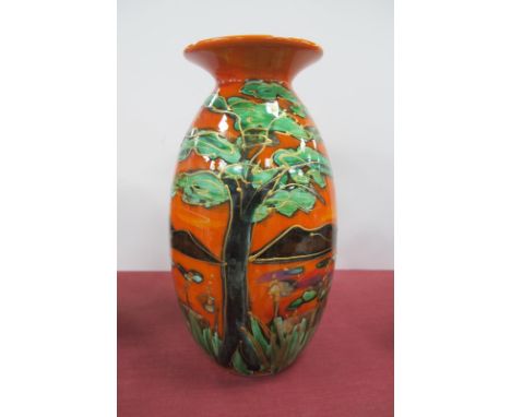 Anita Harris 'Savanna' Glazed Enamel Minos Vase, gold signed, 21cm high.
